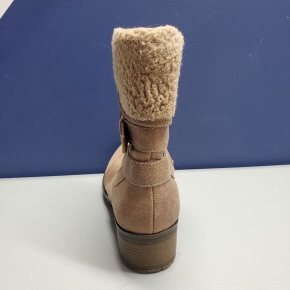 White Mountain Ankle Boots Womens Size 6 Brown Leather Shearling Side Zip - Picture 12 of 16